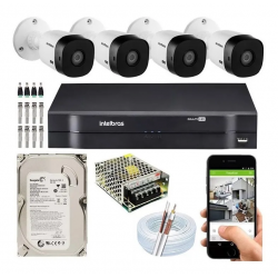Kit Cftv 4 Câmeras Multi Hd 720p 1mp Dvr Intelbras Mhdx 1104